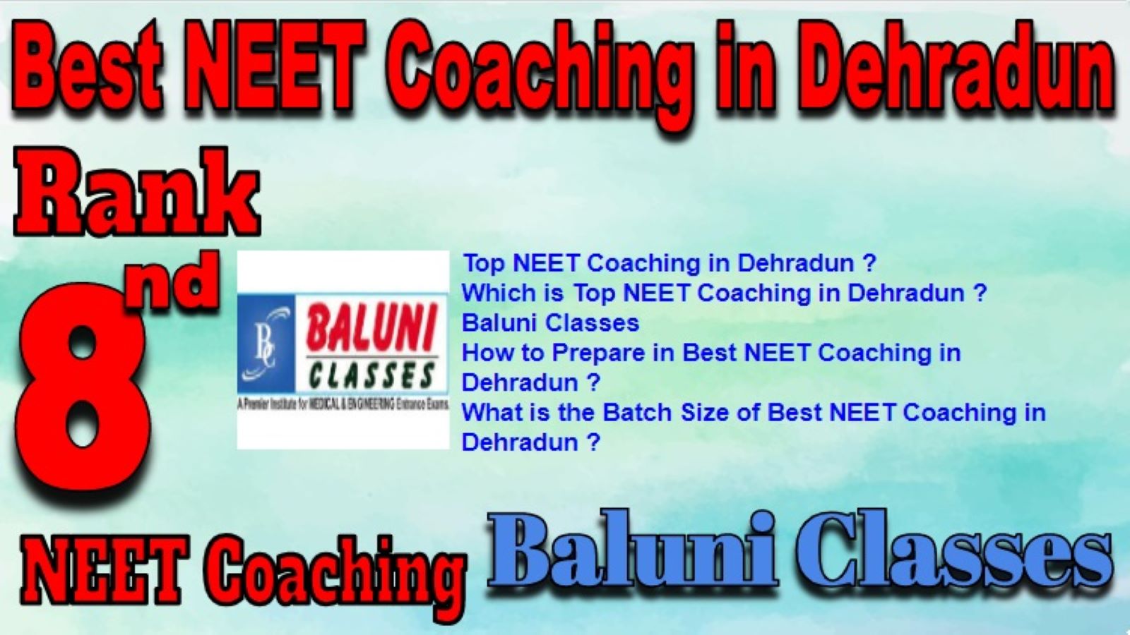 Best NEET Coaching Institutes in Dehradun