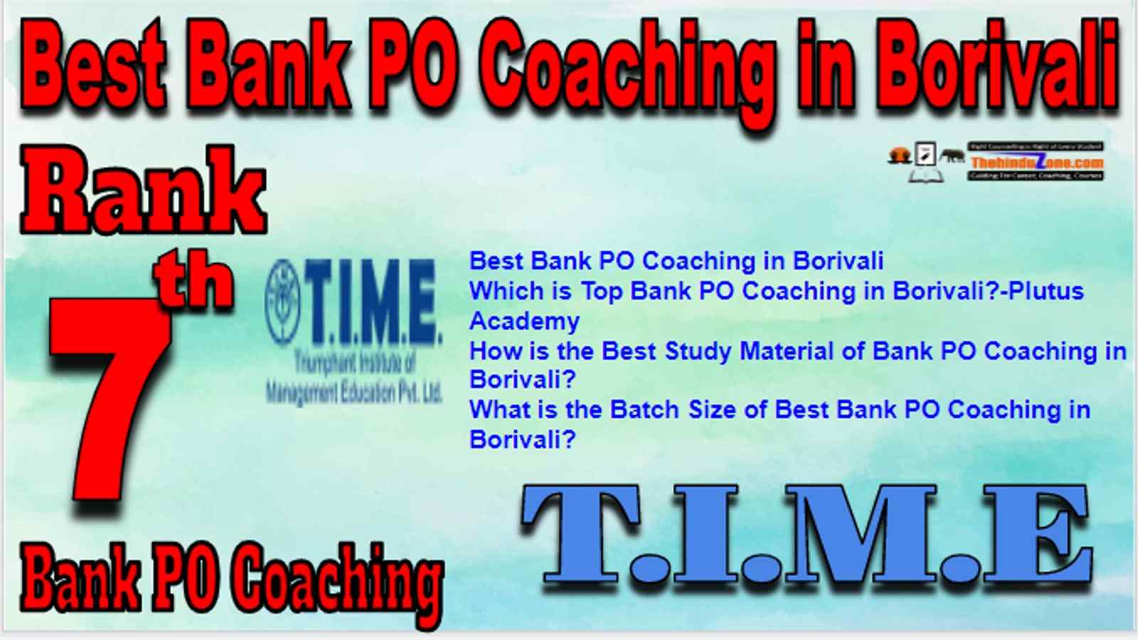 Rank 7 Best Bank PO Coaching in Borivali