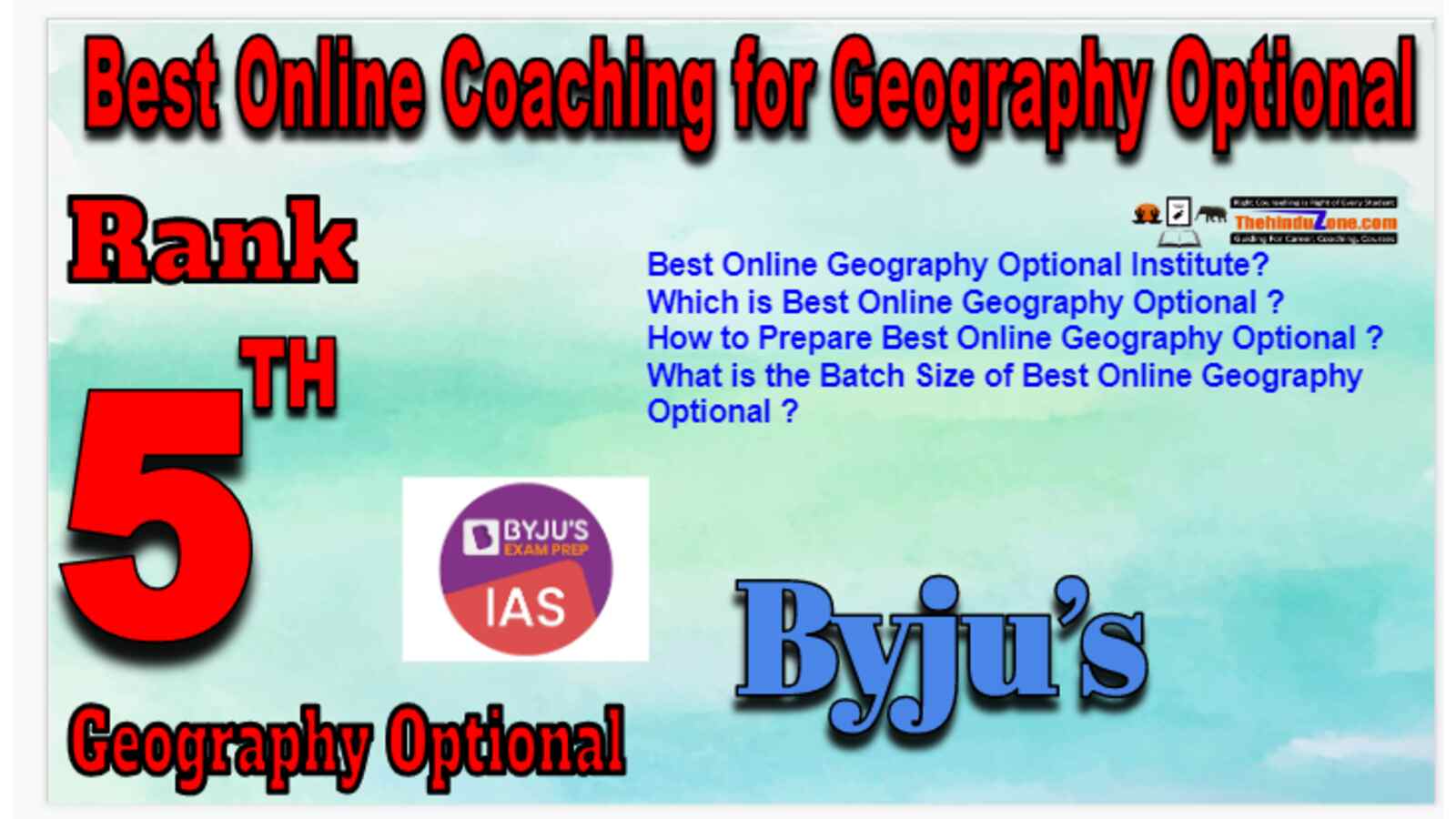 Rank 5 Top Online Coaching for Geography Optional
