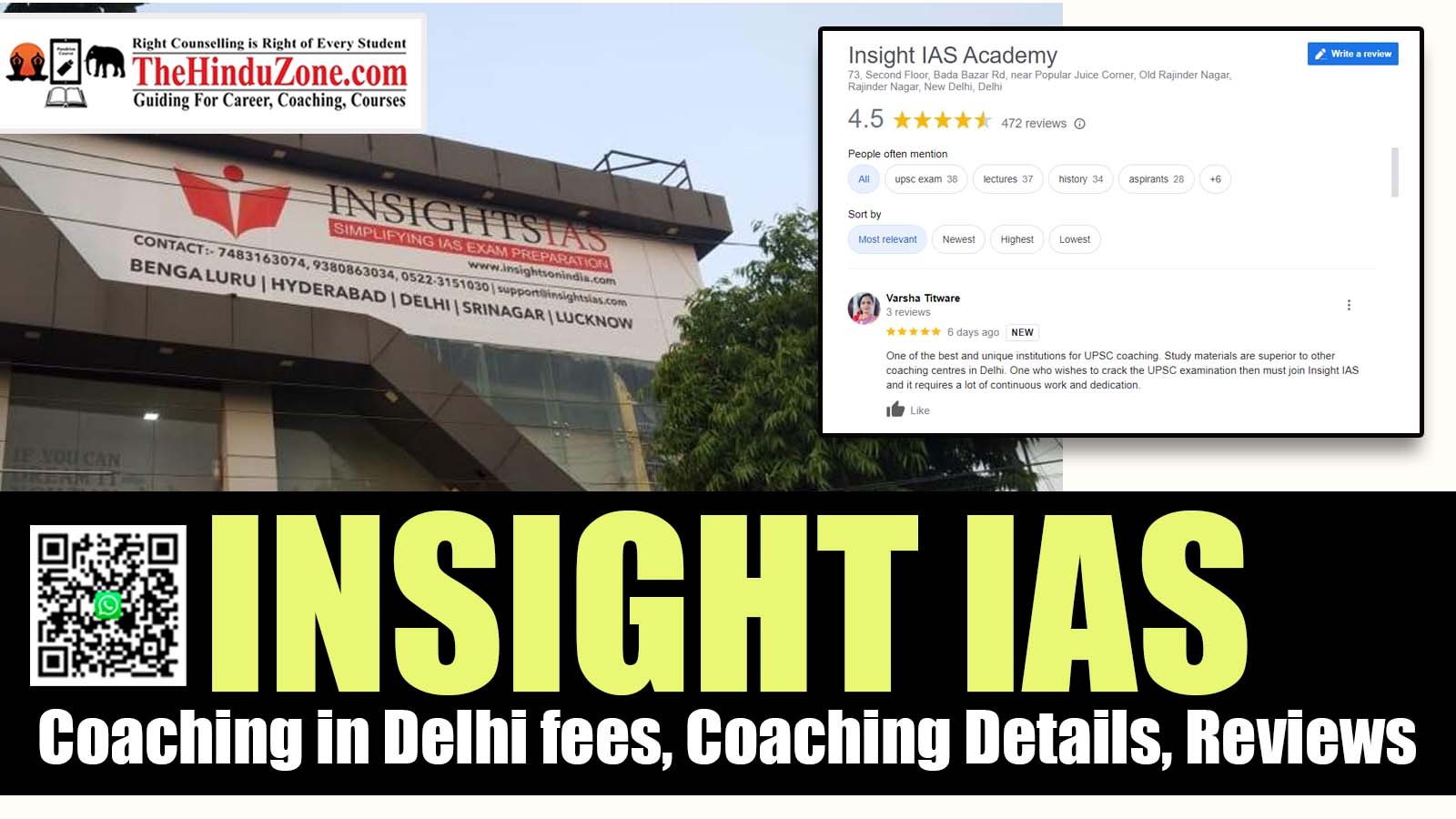 Insight IAS Coaching in Delhi Fees, Coaching Details, Reviews