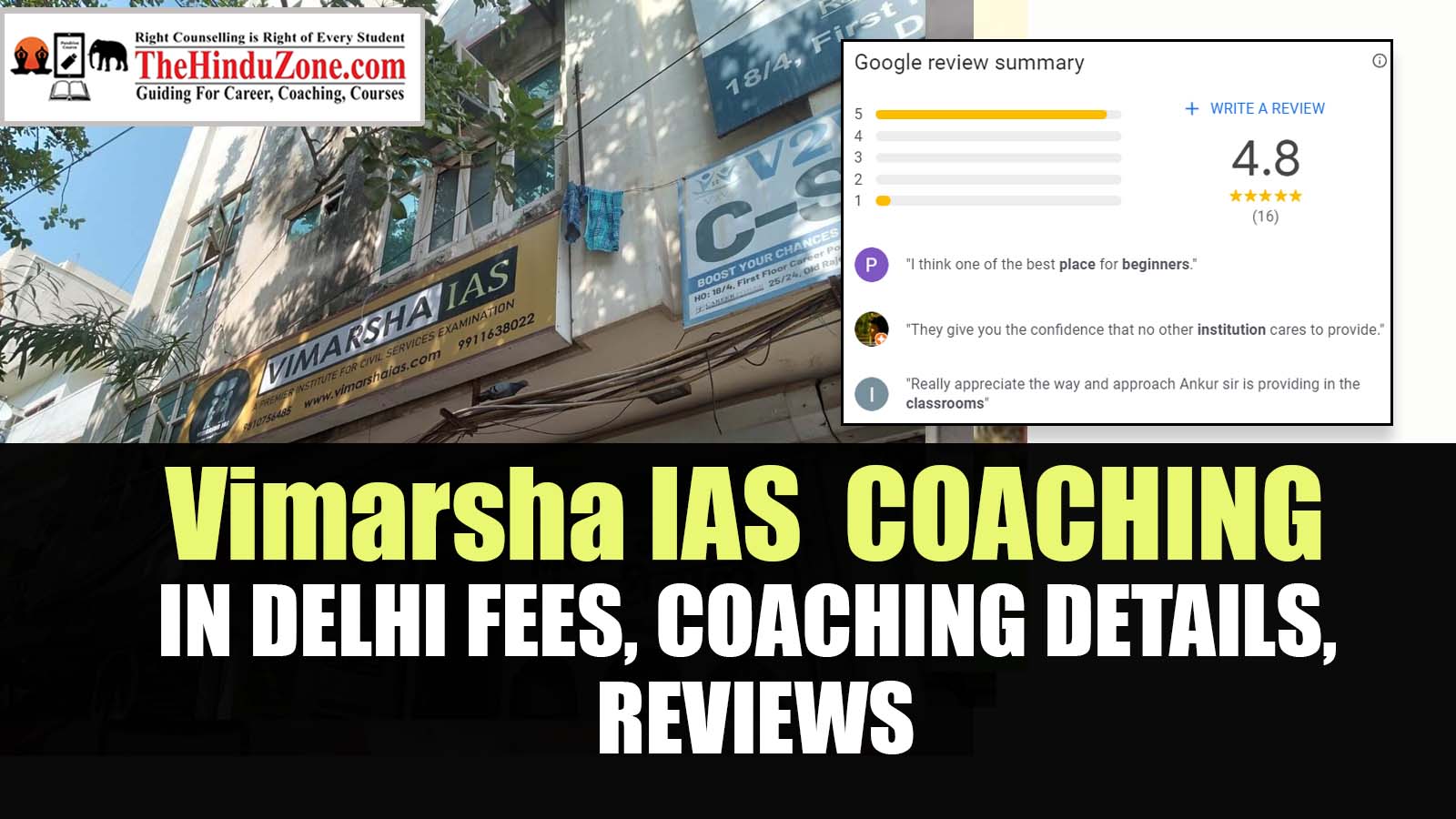 Vimarsha IAS Coaching in Delhi Fees, Coaching Details, Review