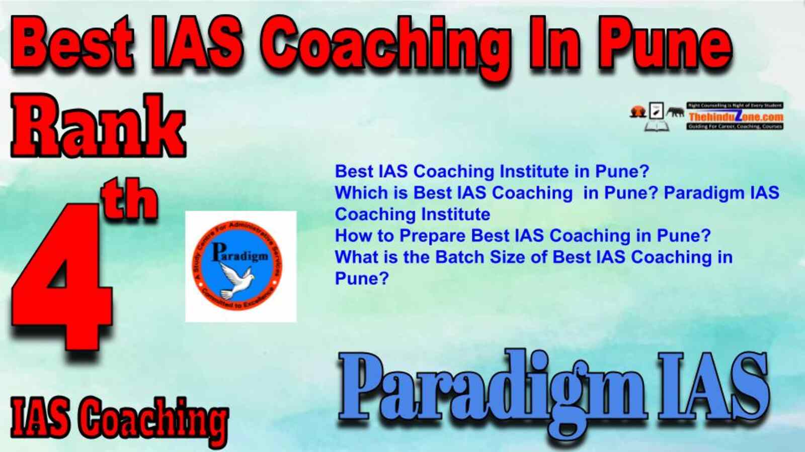 Rank 4 best IAS Coaching in Pune