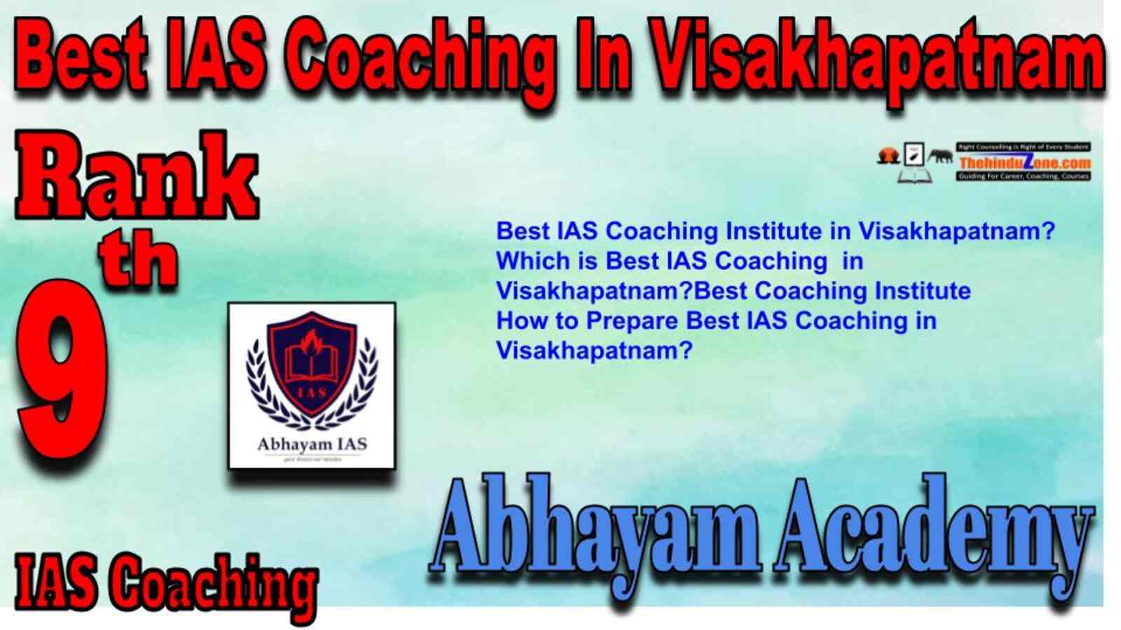 Rank 9 Best IAS Coaching in Visakhapatnam